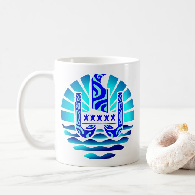 Drapeau de la Polynésie française (bleu) Kaffemugg (Med munk)