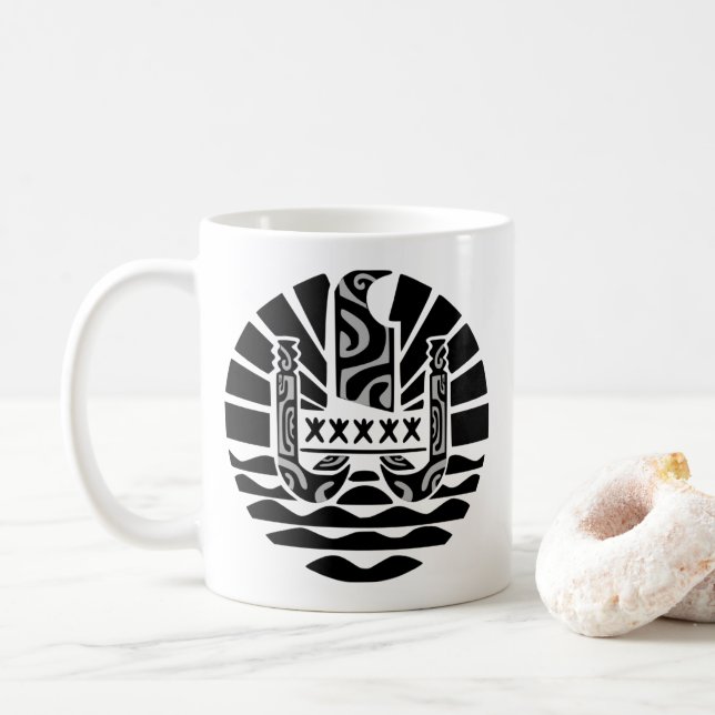 Drapeau de la Polynésie française (noir) Kaffemugg (Med munk)