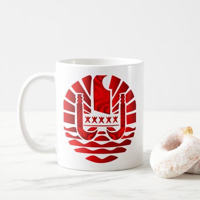Drapeau de la Polynésie française (rouge) Kaffemugg (Med munk)