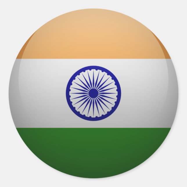 Drapeau de l'Inde Runt Klistermärke (Framsida)