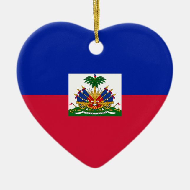 Drapeau d'Haïti - flagga av Haiti Julgransprydnad Keramik (Framsidan)