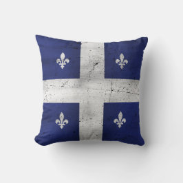 Drapeau du Québec stil grunge érodé Kudde