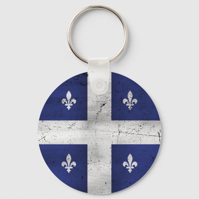 Drapeau du Québec stil grunge érodé Nyckelring (Framsida)