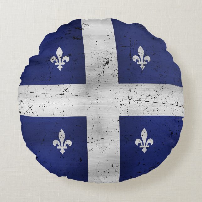 Drapeau du Québec stil grunge érodé Rund Kudde (Framsidan)