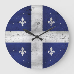 Drapeau du Québec stil grunge érodé Stor Klocka