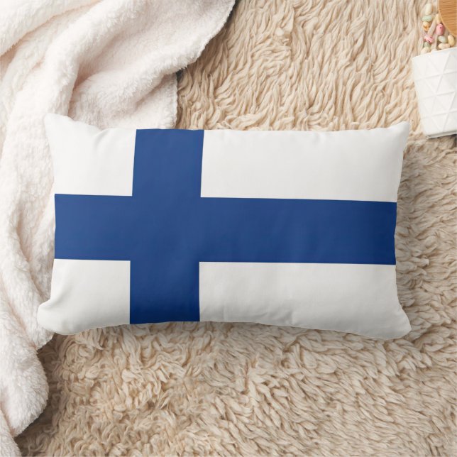 Drapeau Finlande Lumbarkudde (Filt)