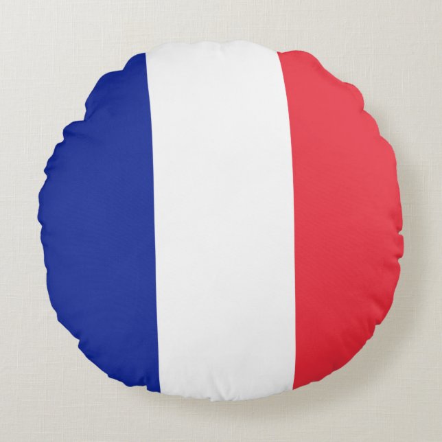  Drapeau France Tricolore Rund Kudde (Framsidan)