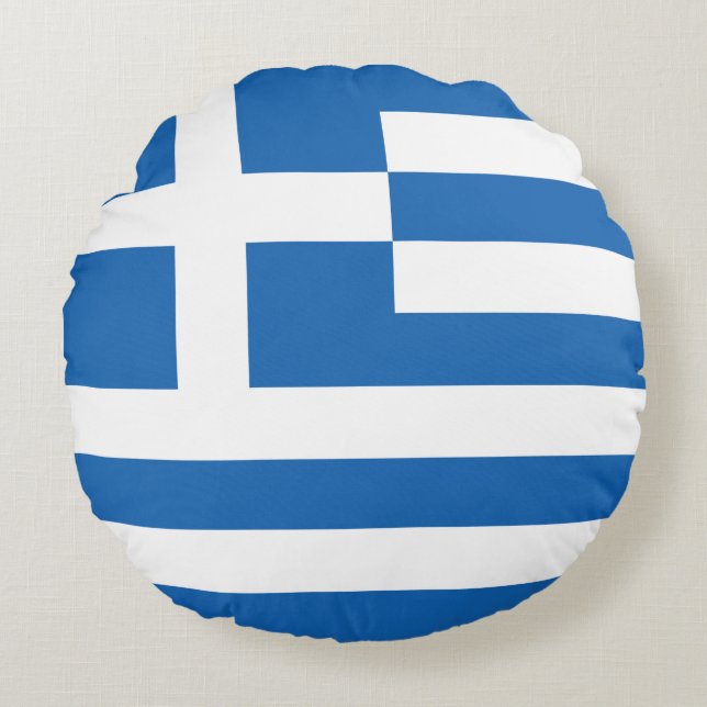 Drapeau Grèce Rund Kudde (Framsidan)