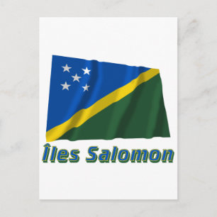Drapeau Îles Salomon avec le nom en français Vykort