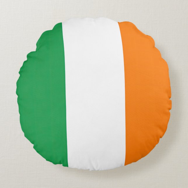 Drapeau Irlande Tricolore Rund Kudde (Framsidan)