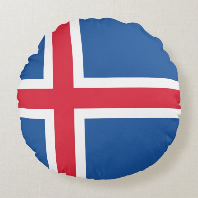 Drapeau Islande Rund Kudde (Framsidan)