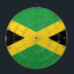 Drapeau Jamaïque  Darttavla<br><div class="desc">Drapeau de la Jamaïque: "Out of Many,  One People" → "Du plus grand nombre,  un peuple".
Le drapeau jamaïcain est constitué d'une croix de Saint-André jaune avec quatre zones triangulaires noires et vertes.</div>