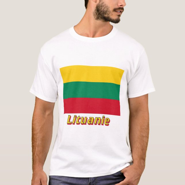 Drapeau Lituanie avec le nom en français T Shirt (Framsida)