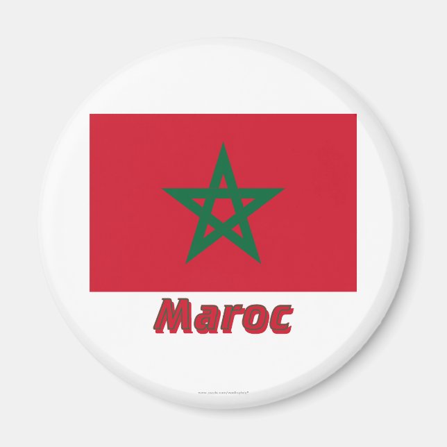 Drapeau Maroc avec le nom en français Magnet (Framsidan)