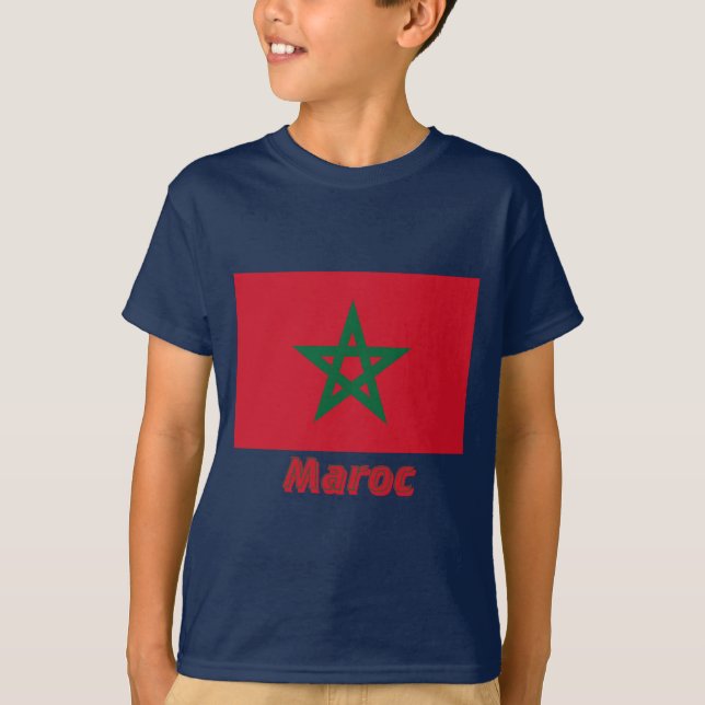 Drapeau Maroc avec le nom en français T-shirt (Framsida)
