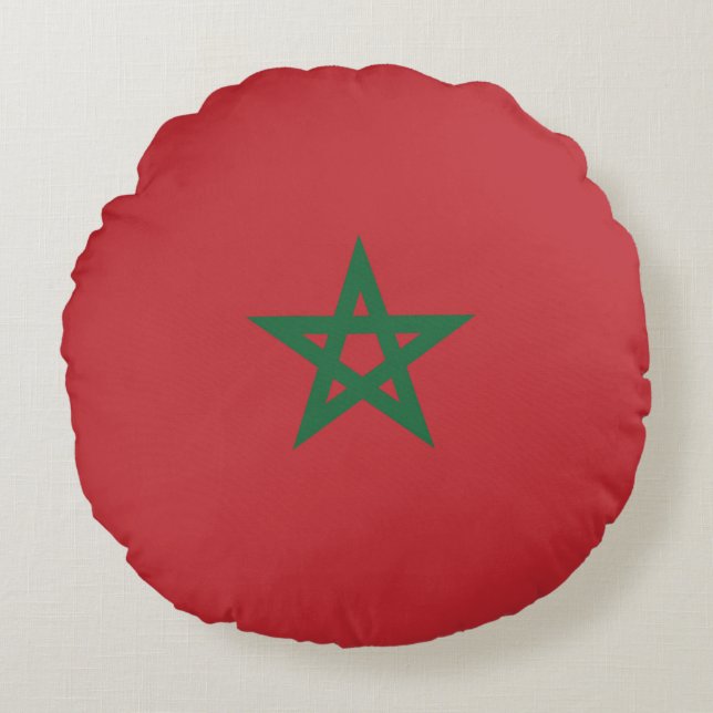 Drapeau Maroc Rund Kudde (Framsidan)