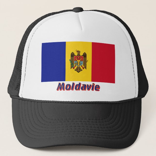 Drapeau Moldavie avec le nom en français Keps (Framsida)