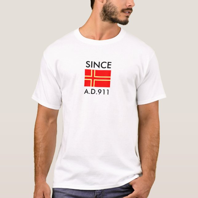 "Drapeau normand de saint-Olaf" "SINCE A.D.911" T-shirt (Framsida)