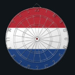 Drapeau Pays-Bas tricolore Darttavla<br><div class="desc">Drapeau du Pays-Bas: "Je maintiendrai". 
Il est composé de trois bandes horizontales : rouge,  blanc et bleu.</div>