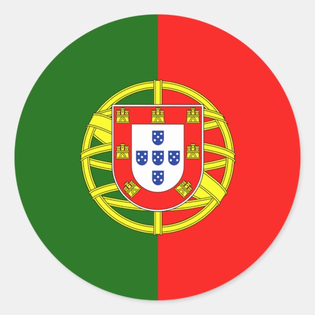 Drapeau Portugal Runt Klistermärke (Framsida)