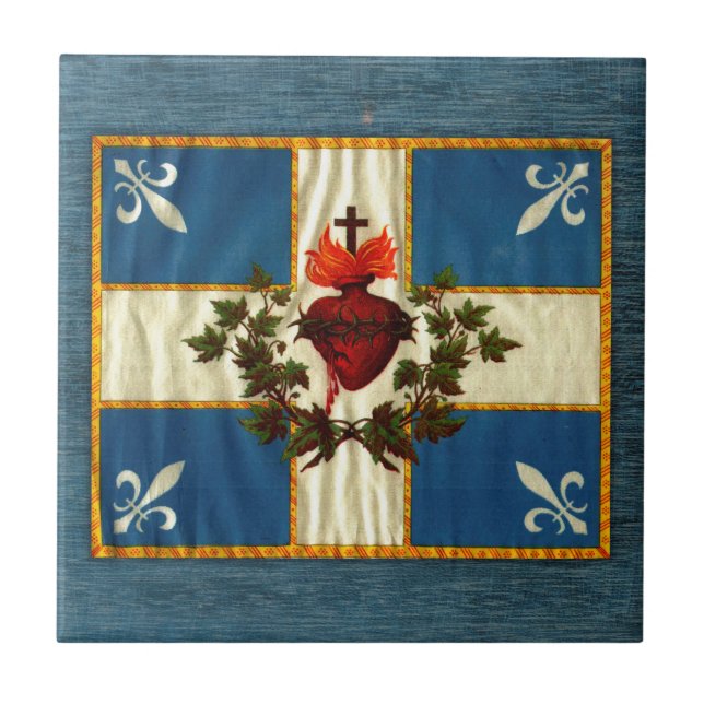 Drapeau Québec antique Carillon Sacré-Cœur Kakelplatta (Framsidan)