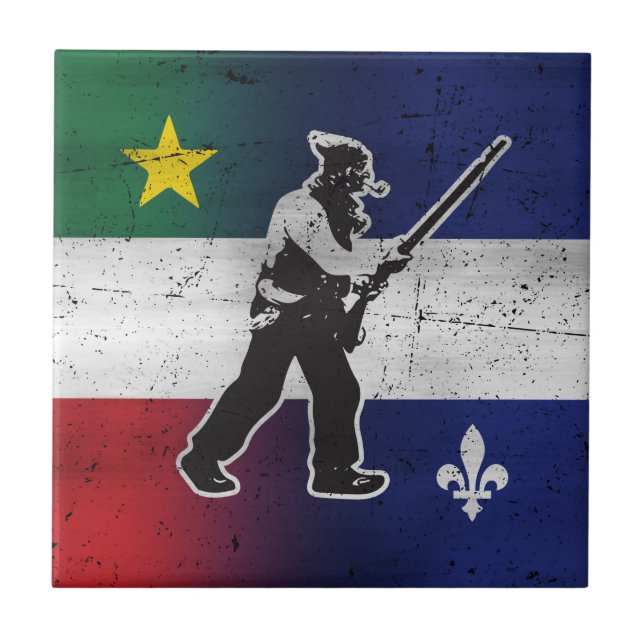 Drapeau Québec et Patriote Henri Julien érodé Kakelplatta (Framsidan)