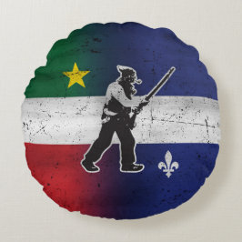 Drapeau Québec et Patriote Henri Julien érodé Rund Kudde