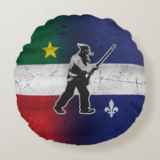 Drapeau Québec et Patriote Henri Julien érodé Rund Kudde (Framsidan)