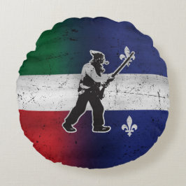 Drapeau Québec et Patriote Henri Julien érodé Rund Kudde