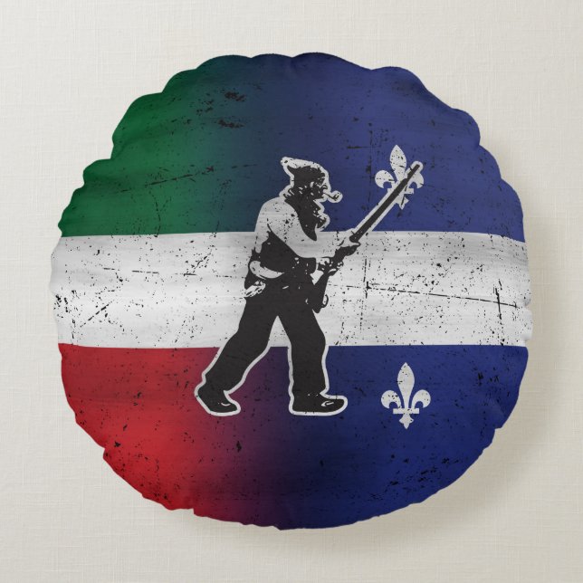 Drapeau Québec et Patriote Henri Julien érodé Rund Kudde (Framsidan)