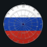 Drapeau Russie tricolore Darttavla<br><div class="desc">Le drapeau de la Russie est composé de trois bandes horizontales: blanche,  bleue et rouge.</div>