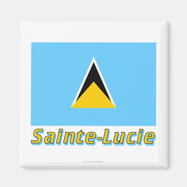 Drapeau Sainte-Lucie avec le nom en français Magnet (Framsidan)