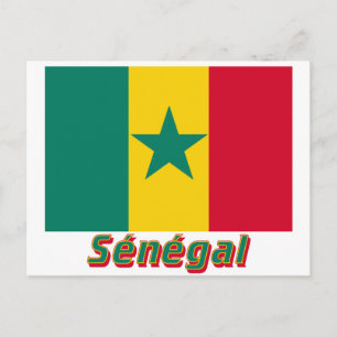Drapeau Sénégal avec le nom en français Vykort