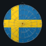 Drapeau Suède Darttavla<br><div class="desc">Drapeau de la Suède: "För Sverige - I tiden" → "Toujours pour la Suède" ou "Pour la Suède, en notre temps".
Il est composé d'une croix scandinave jaune sur un beau fond bleu.</div>