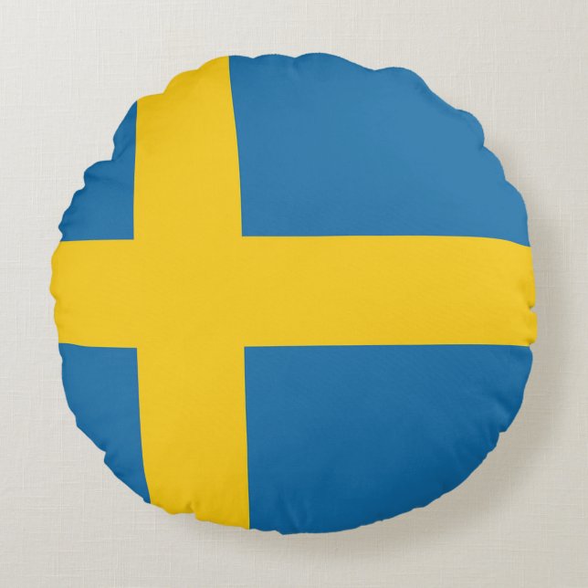 Drapeau Suède Rund Kudde (Framsidan)