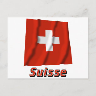 Drapeau Suisse avec le nom en français Vykort