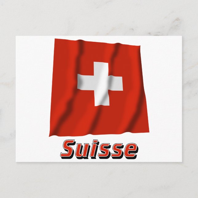 Drapeau Suisse avec le nom en français Vykort (Framsida)