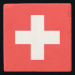 Drapeau Suisse Stenunderlägg<br><div class="desc">Drapeau de la Suisse: "Unus pro omnibus,  omnes pro uno" → Un pour tous,  tous pour un!</div>