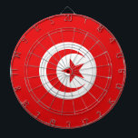 Drapeau Tunisie Darttavla<br><div class="desc">Drapeau de la Tunisie: Majoritairement rouge,  il comporte en son milieu un disque blanc où figure un croissant rouge qui entoure une étoile à cinq branches.</div>