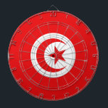 Drapeau Tunisie Darttavla<br><div class="desc">Drapeau de la Tunisie: Majoritairement rouge,  il comporte en son milieu un disque blanc où figure un croissant rouge qui entoure une étoile à cinq branches.</div>