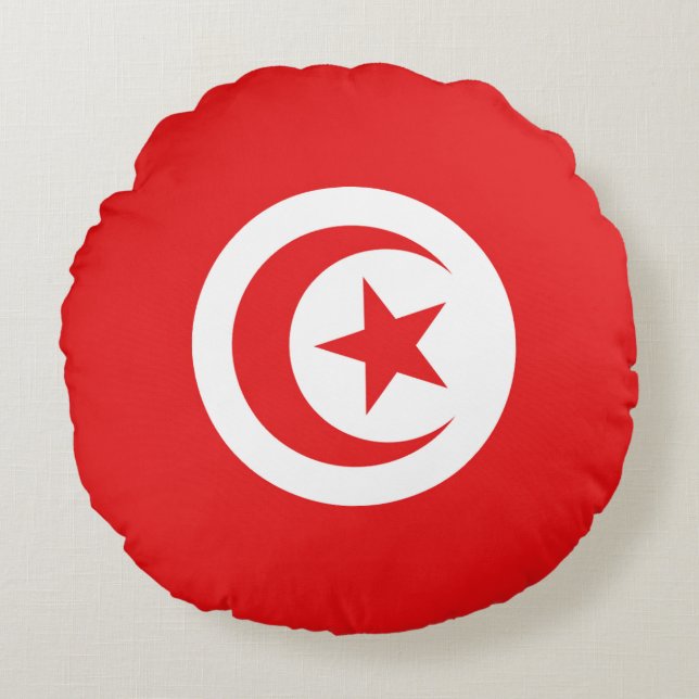 Drapeau Tunisie Rund Kudde (Framsidan)