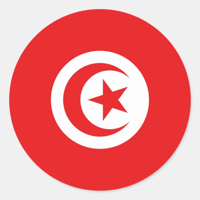 Drapeau Tunisie Runt Klistermärke (Framsida)