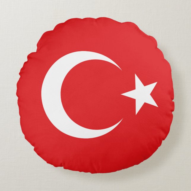 Drapeau Turquie Rund Kudde (Framsidan)