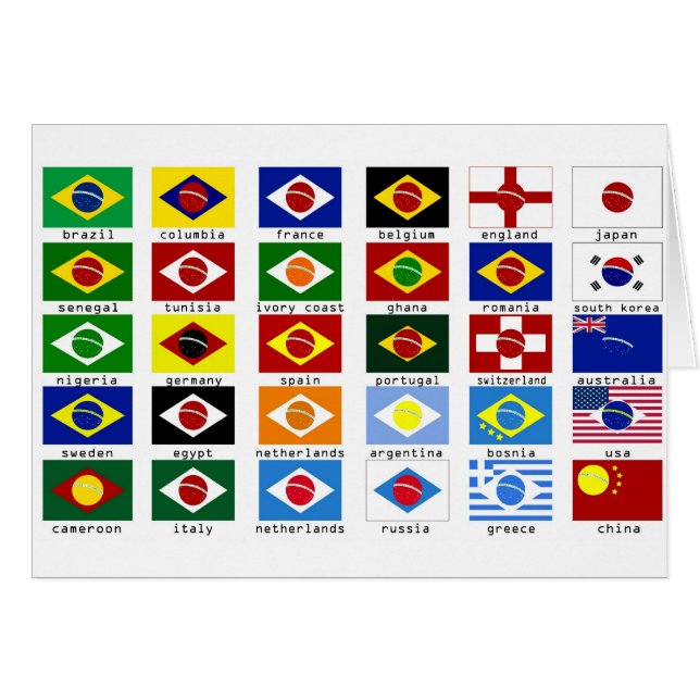 drapeaux pour la coupe du monde au brésil hälsningskort (Framsidan Horizontal)