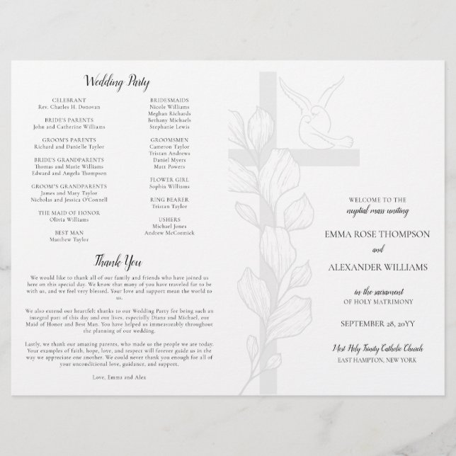 Drar katolska Bröllop Ceremony med massprogram (Framsida)