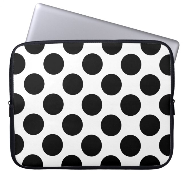 Drar sömlös svart mönster + rygg laptop sleeve (Framsidan)
