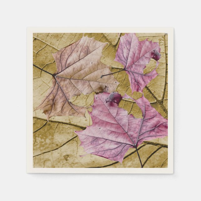 "dråsa lämnar" COCTAILSERVETTER för HÖST ECRU Pappersservett (Framsidan)