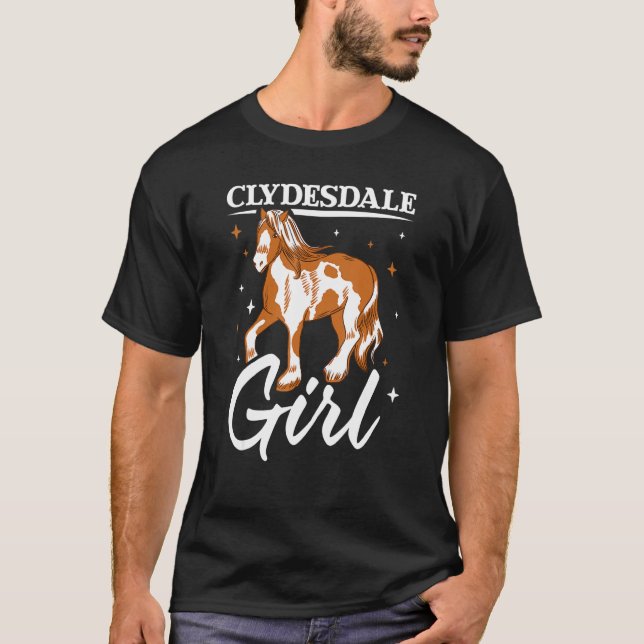 Draught Scotland Horse for Horseback Rider Clydesd T Shirt (Framsida)