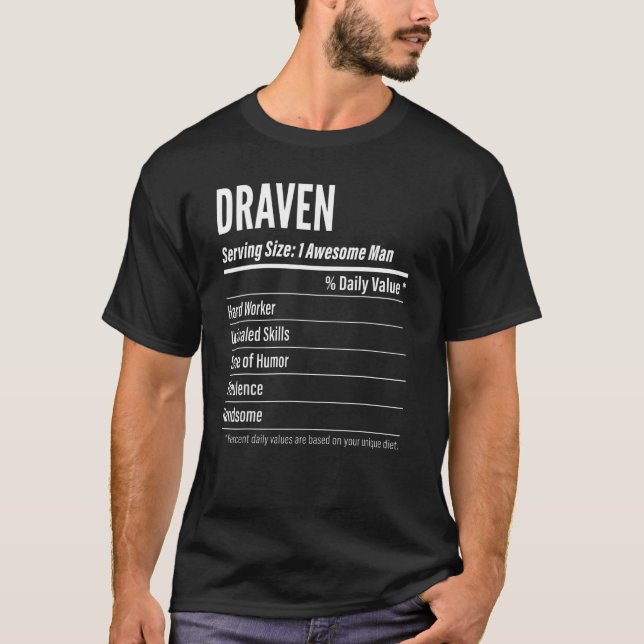 Draven Serving Storlek Nutrition Label Calories T Shirt (Framsida)