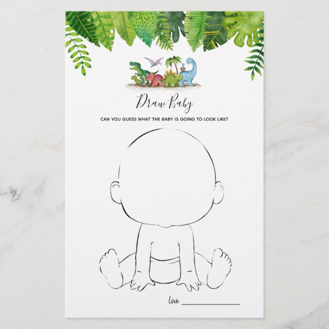 Draw Baby Dinosaur Baby Shower-spel (Framsida)